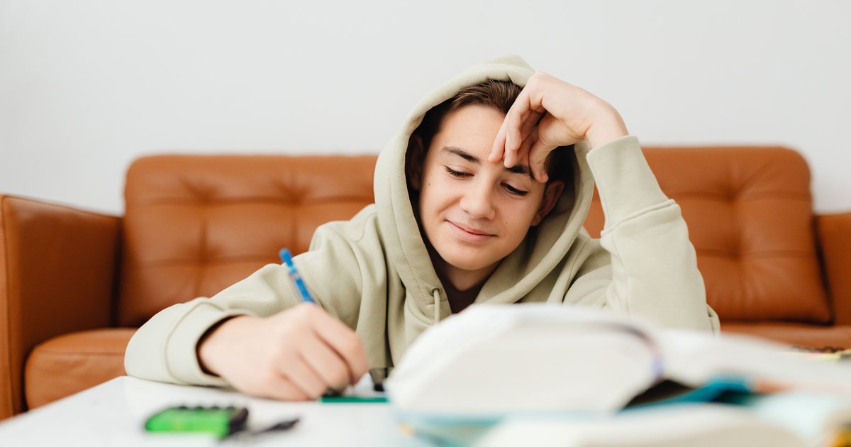 CBSE Class 10 student studying biology notes at home for online tuition