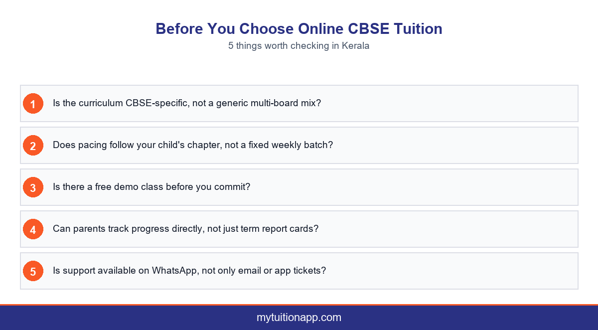 Five questions Kerala parents should ask before choosing an online CBSE tuition programme.