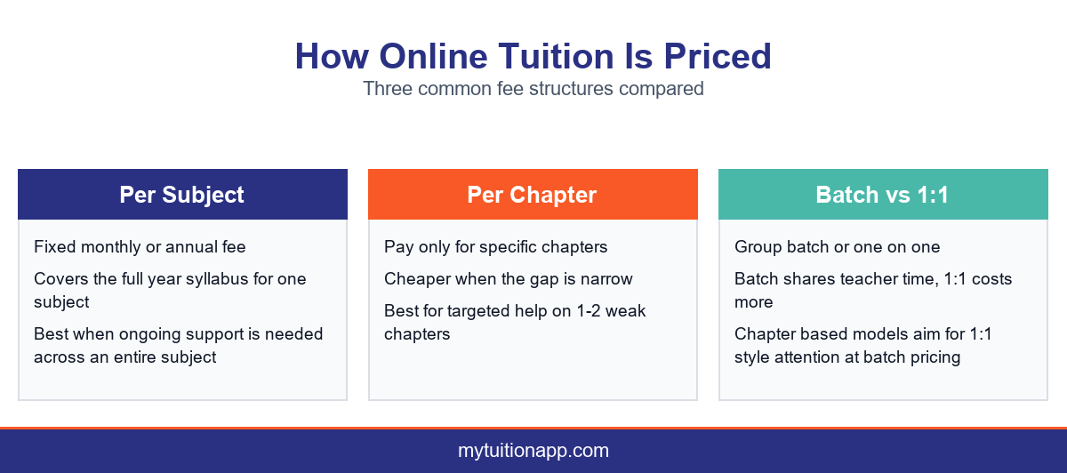 Three common ways online tuition classes are priced.